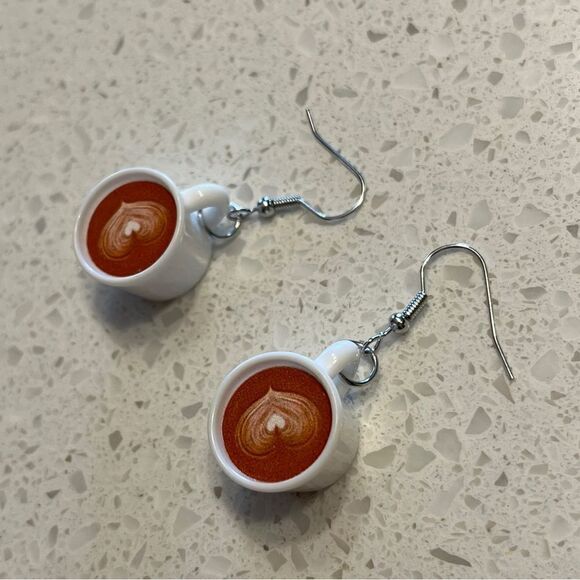 Heart-Shaped Coffee Cup Earrings - Picture 6 of 11
